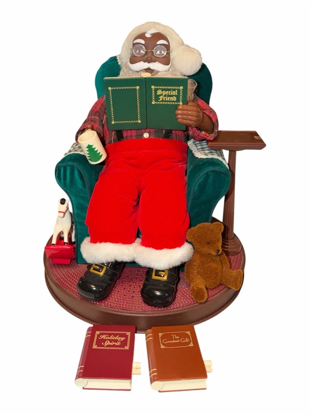 Vintage Avon 1999 Animated Read Me A Story Sitting African American Santa Doll